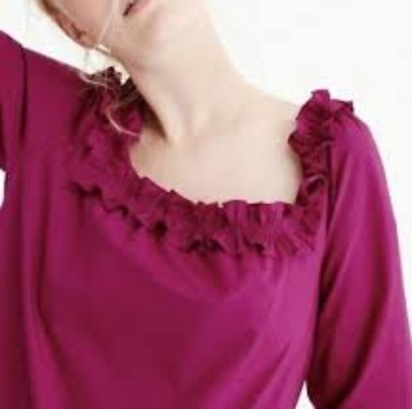J. Crew Ruffle Penny Top Dark Peony - Picture 2 of 9
